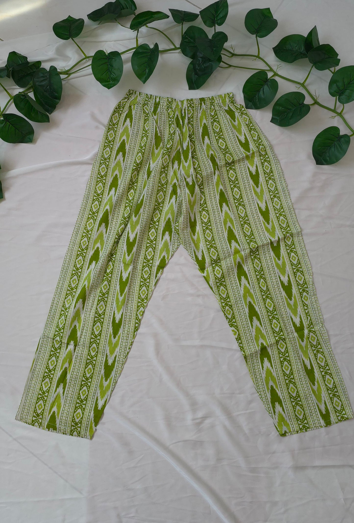 Green color pure cotton cord set | 2 piece set with top and bottom | 3/4 sleeve | Item code - COS09