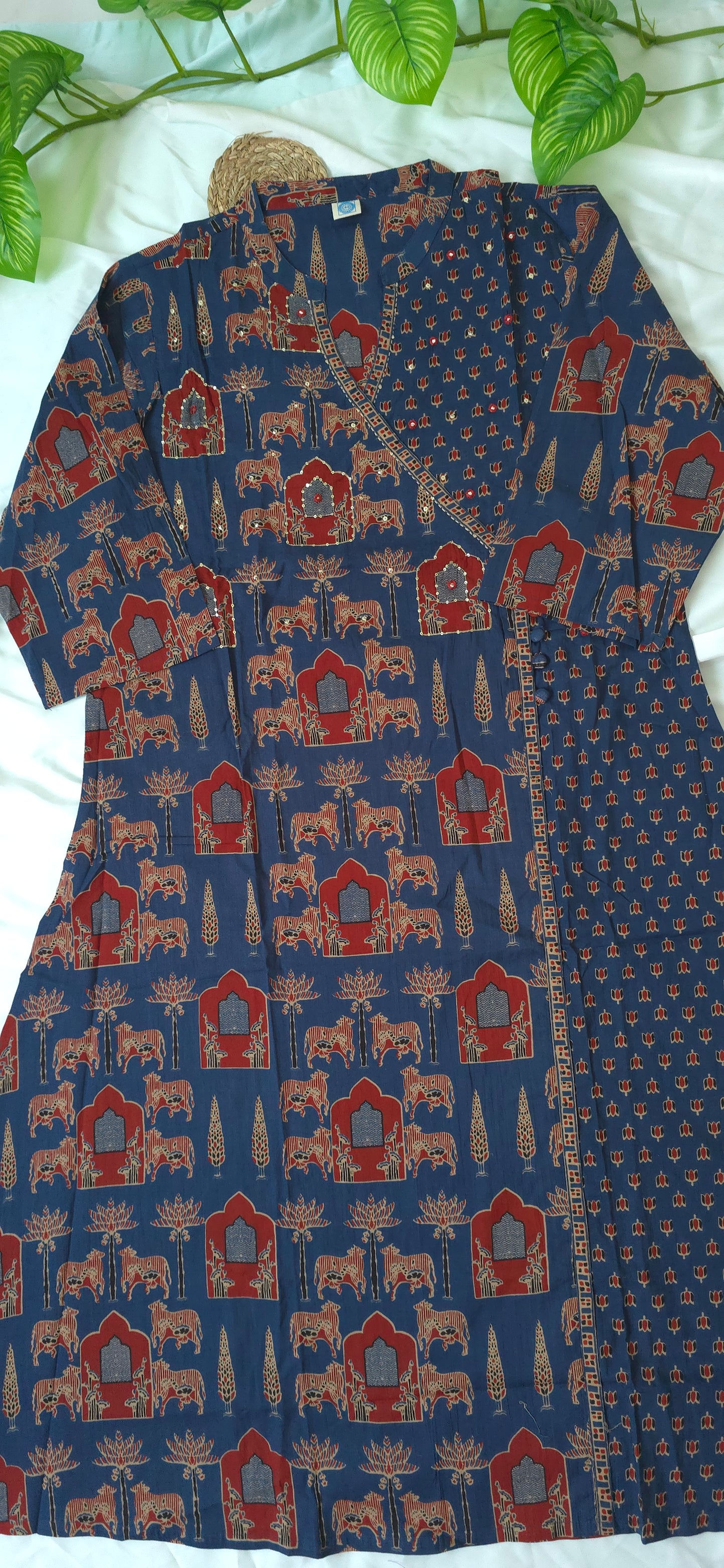 Cotton 3 piece churidar set | 3/4sleeve | Navy blue color Aline Churidar | Itemcode-COS20