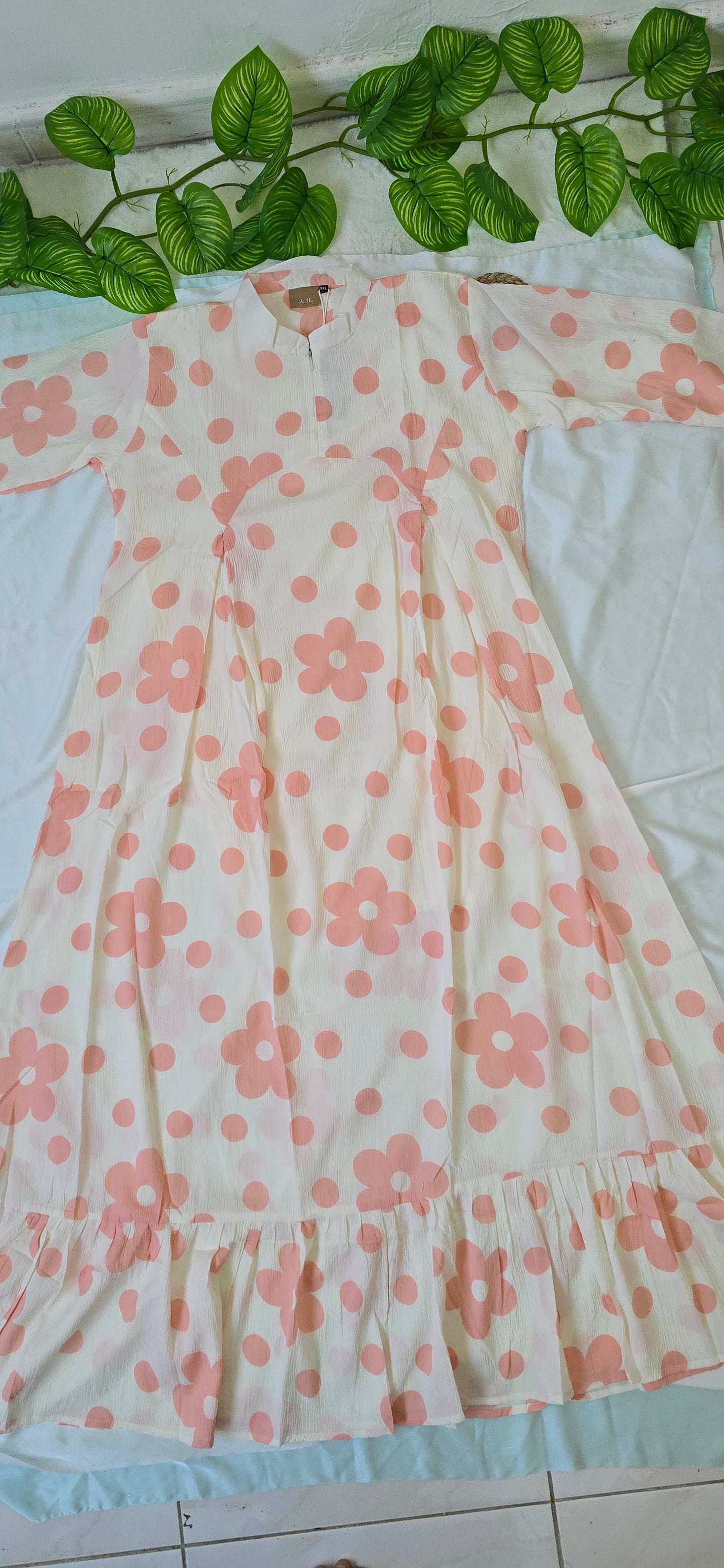 Long Gown with Moja shawl| Full Sleeve | White and pink colour|Itemcode-COS23