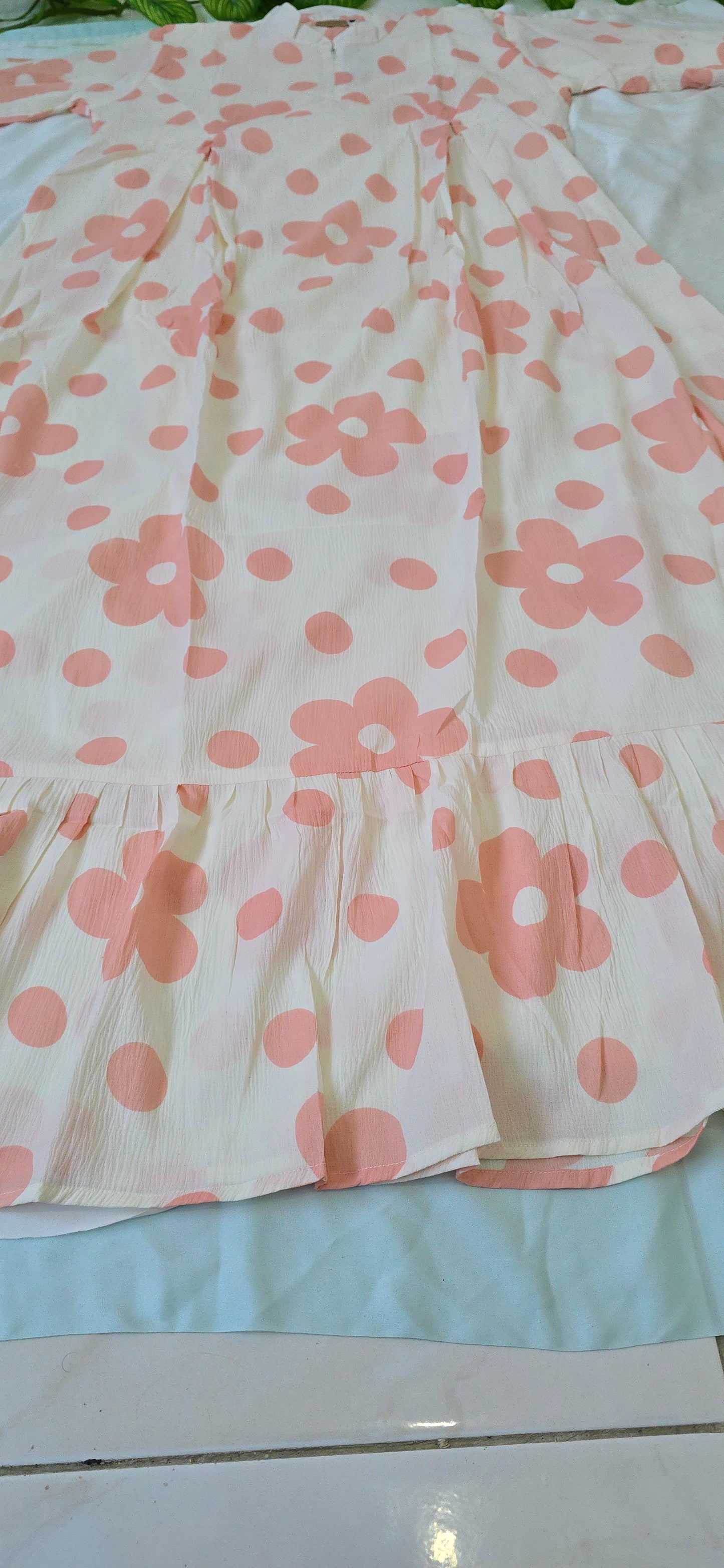 Long Gown with Moja shawl| Full Sleeve | White and pink colour|Itemcode-COS23