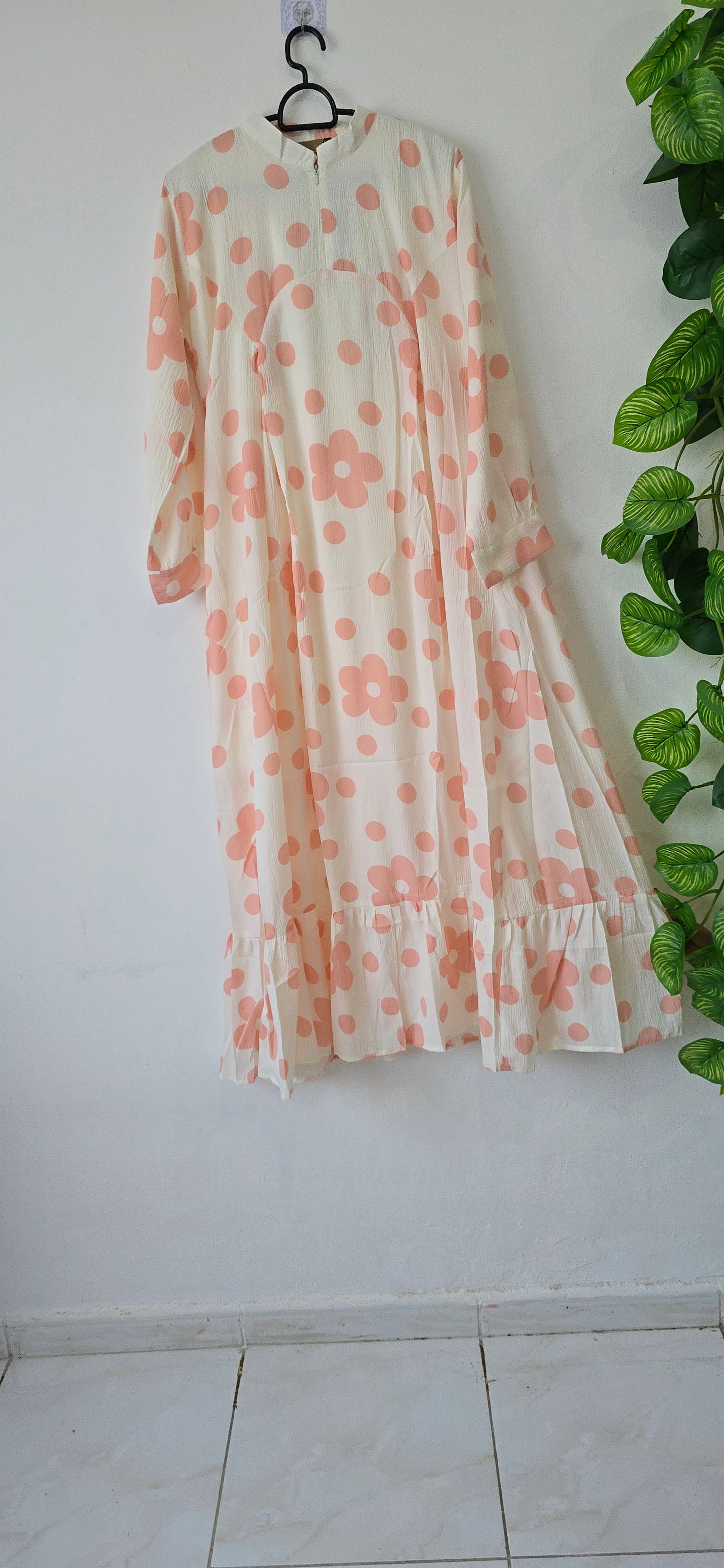 Long Gown with Moja shawl| Full Sleeve | White and pink colour|Itemcode-COS23