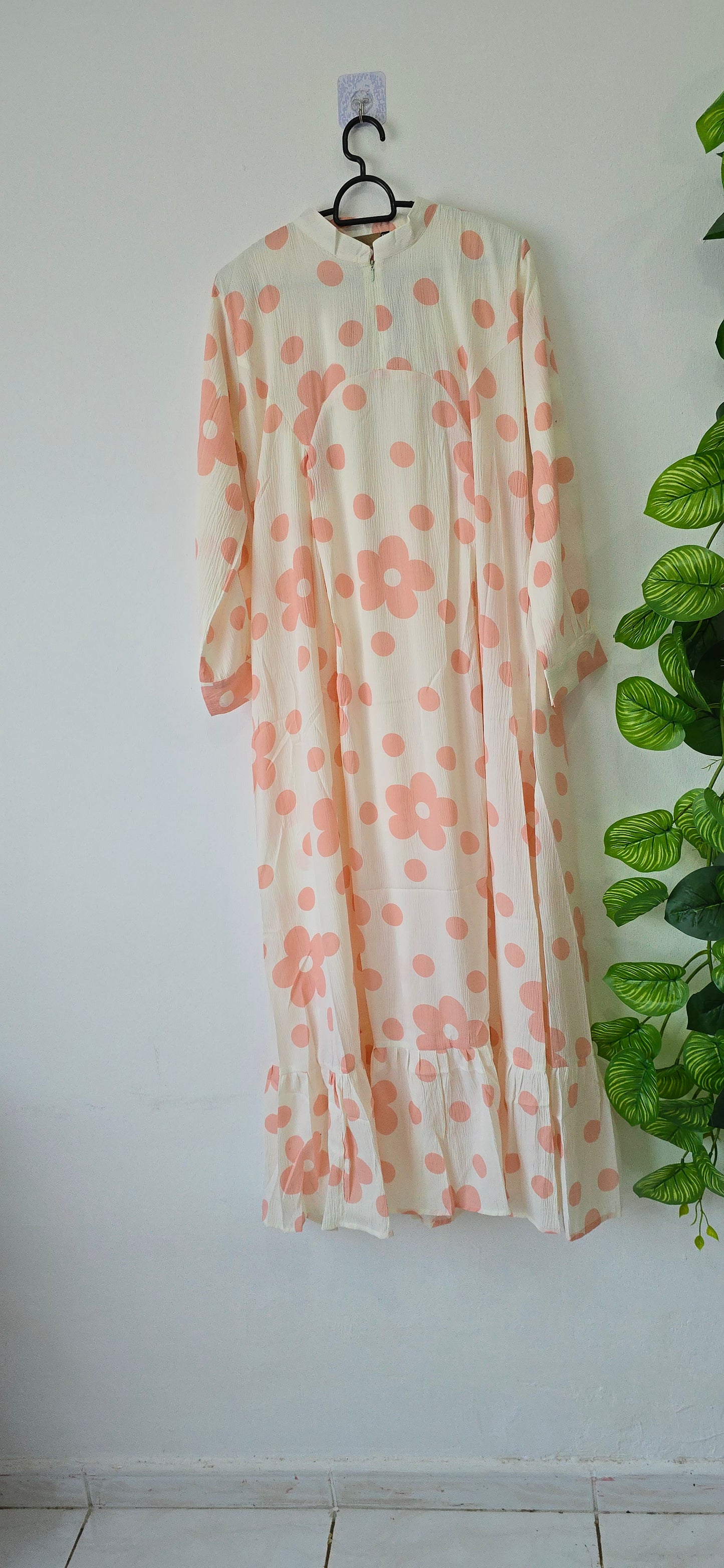 Long Gown with Moja shawl| Full Sleeve | White and pink colour|Itemcode-COS23