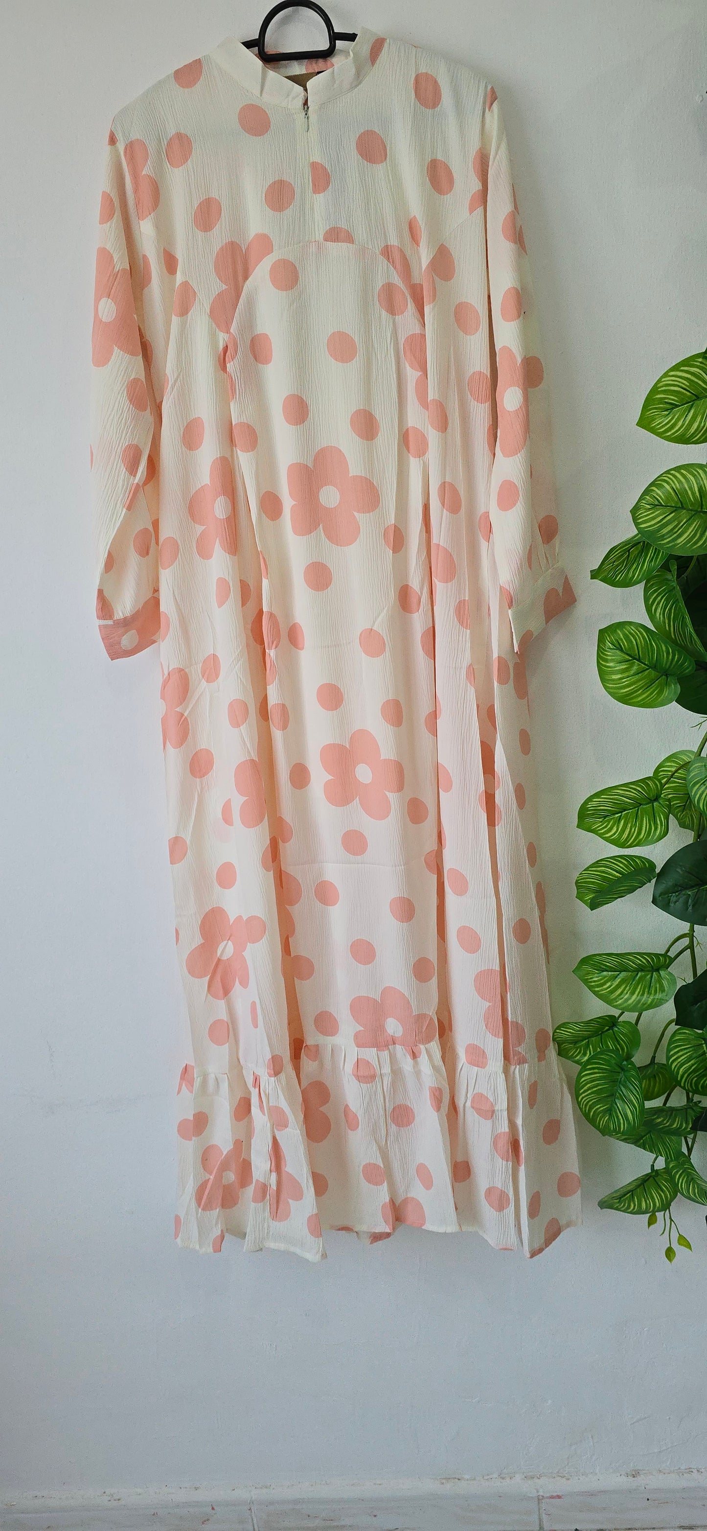 Long Gown with Moja shawl| Full Sleeve | White and pink colour|Itemcode-COS23