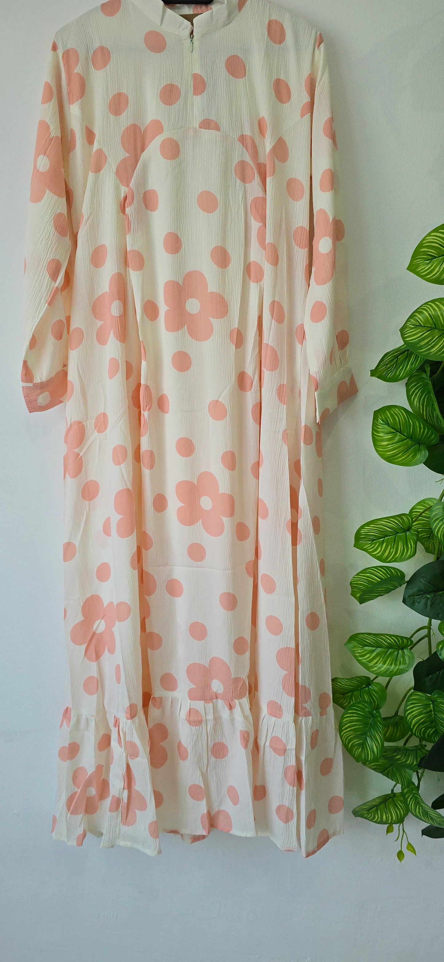 Long Gown with Moja shawl| Full Sleeve | White and pink colour|Itemcode-COS23