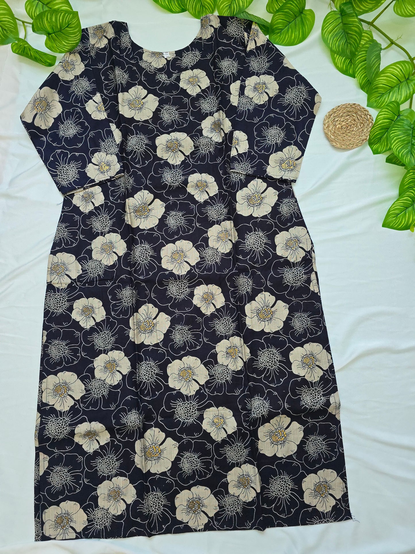 Navy Blue Colour Cotton cord set with lining top and pocket pant | 3/4th Sleeve | Item Code-COS04