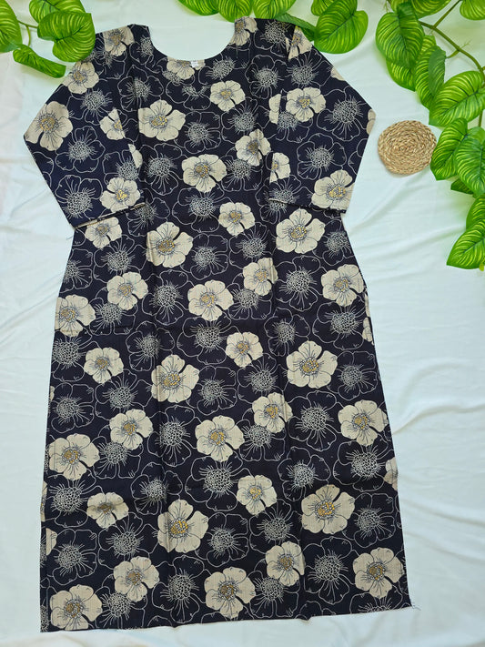Navy Blue Colour Cotton cord set with lining top and pocket pant | 3/4th Sleeve | Item Code-COS04