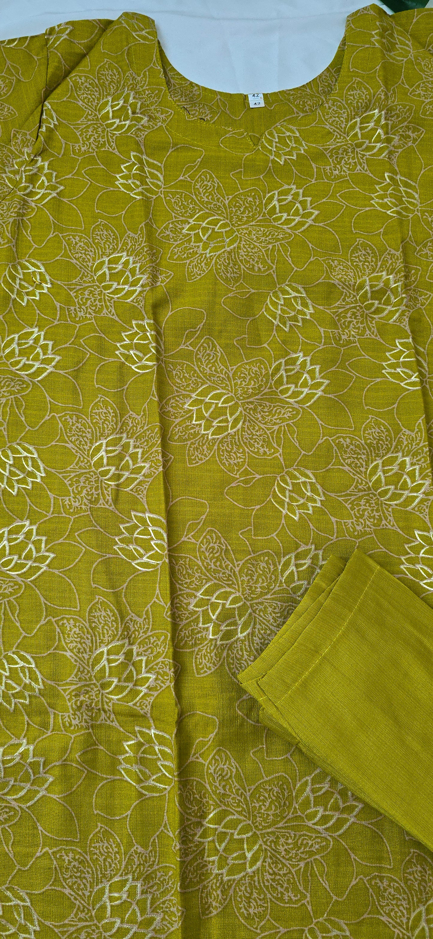 Mustard Yellow cotton cord set | 2 piece set with lining top and pocket pant, round neck 3/4sleeve | Item code-COS08