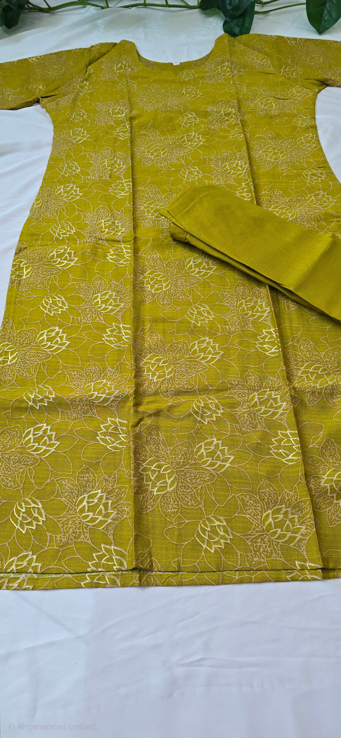Mustard Yellow cotton cord set | 2 piece set with lining top and pocket pant, round neck 3/4sleeve | Item code-COS08