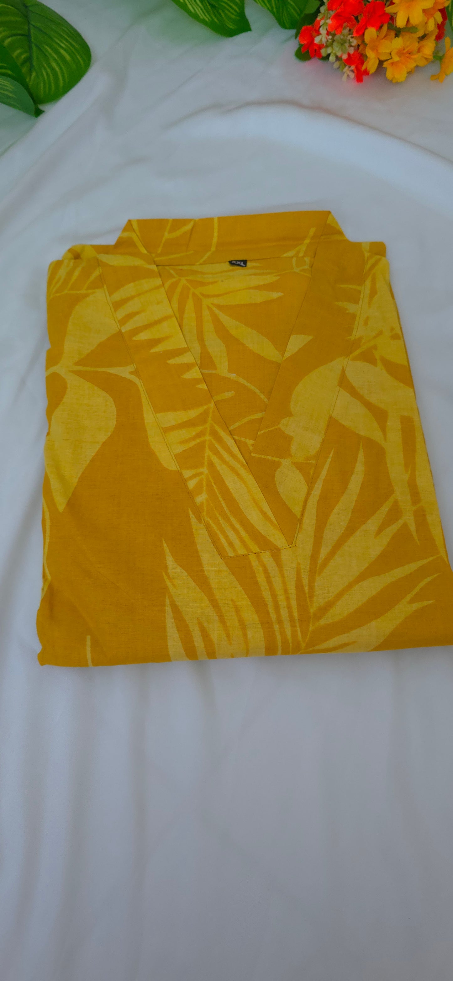 Yellow color cotton cord set | 2 piece pure cotton cord set|3/4 Sleeve | Item code - COS10