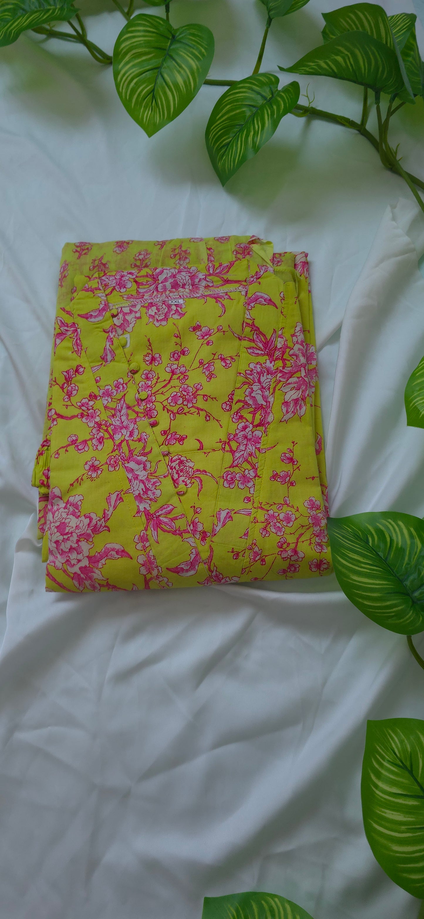 3 piece Cotton Churidar set | Green color with lining and 3/4 Sleeve | Item code-COS019