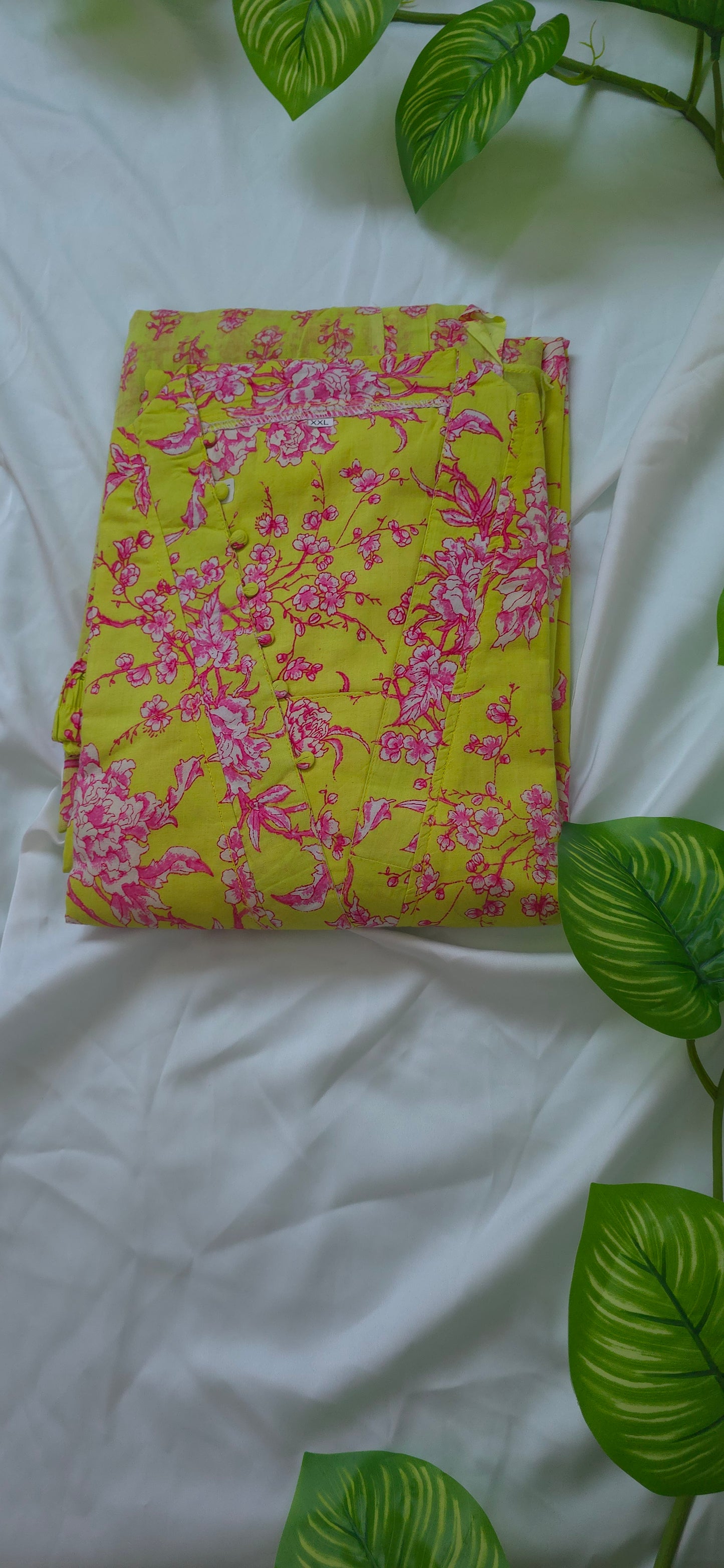 3 piece Cotton Churidar set | Green color with lining and 3/4 Sleeve | Item code-COS019