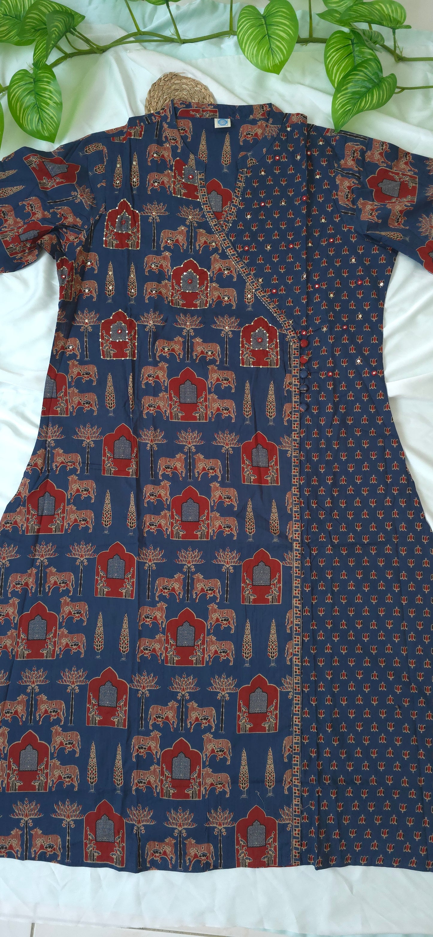Cotton 3 piece churidar set | 3/4sleeve | Navy blue color Aline Churidar | Itemcode-COS20