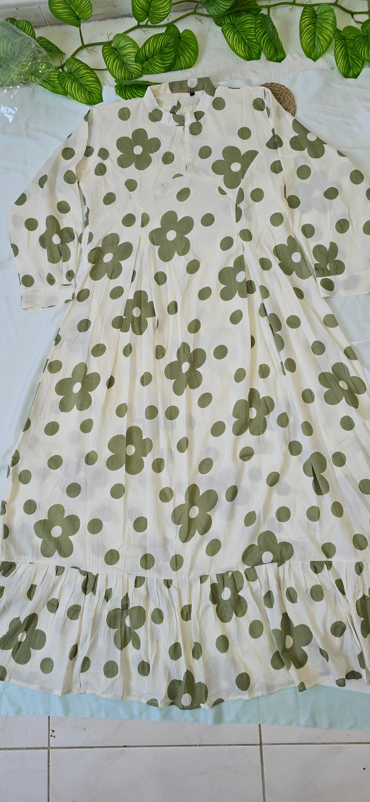 Long Gown with Moja Shawl| Full Sleeve| Green colour|Itemcode-COS021