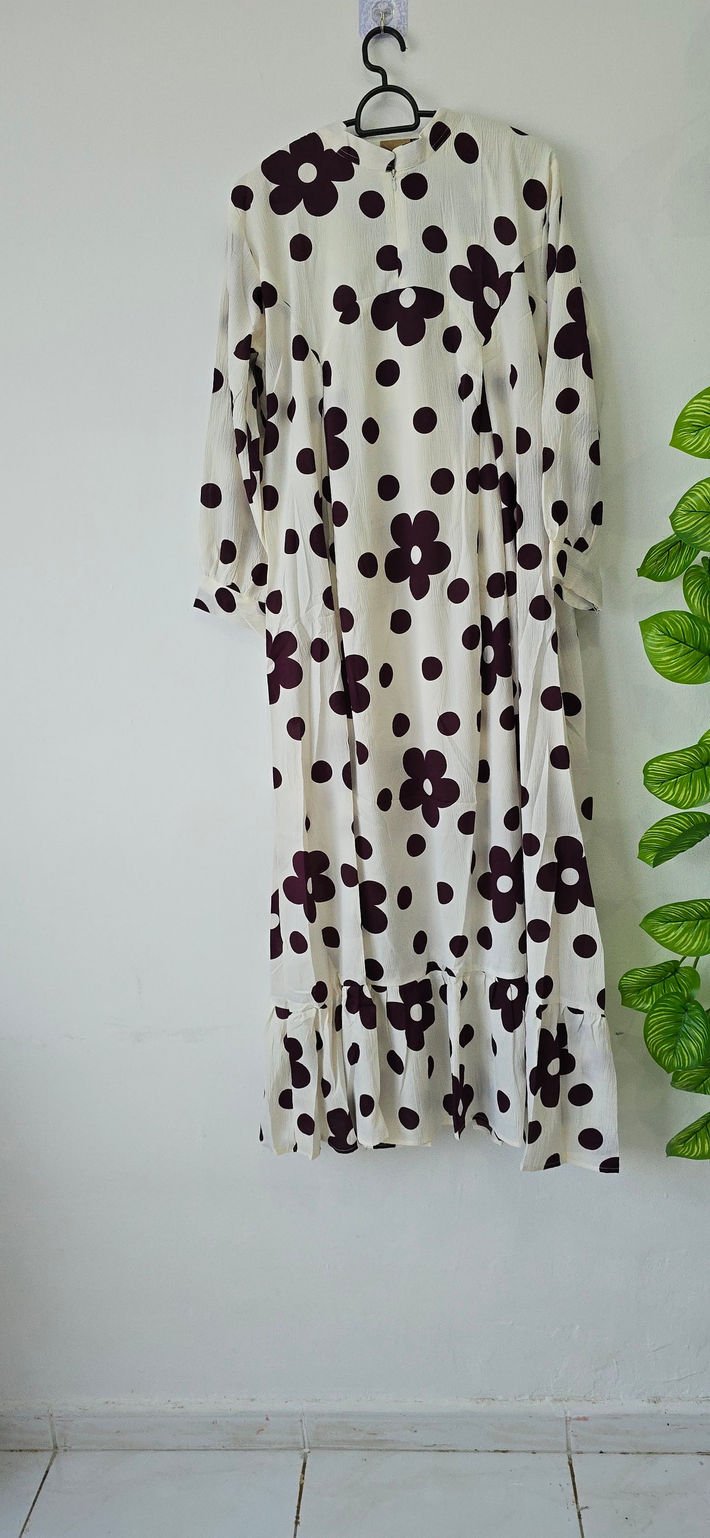 Long Gown with Moja Shawl|Full Sleeve|White and Grape Wine colour|Itemcode-COS022