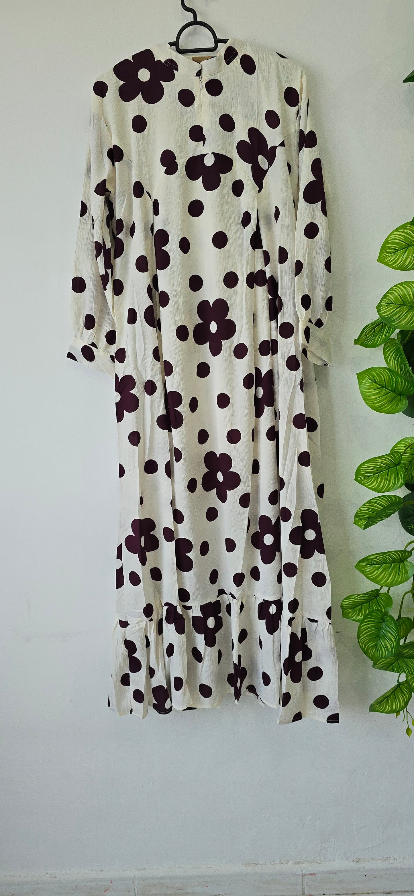 Long Gown with Moja Shawl|Full Sleeve|White and Grape Wine colour|Itemcode-COS022