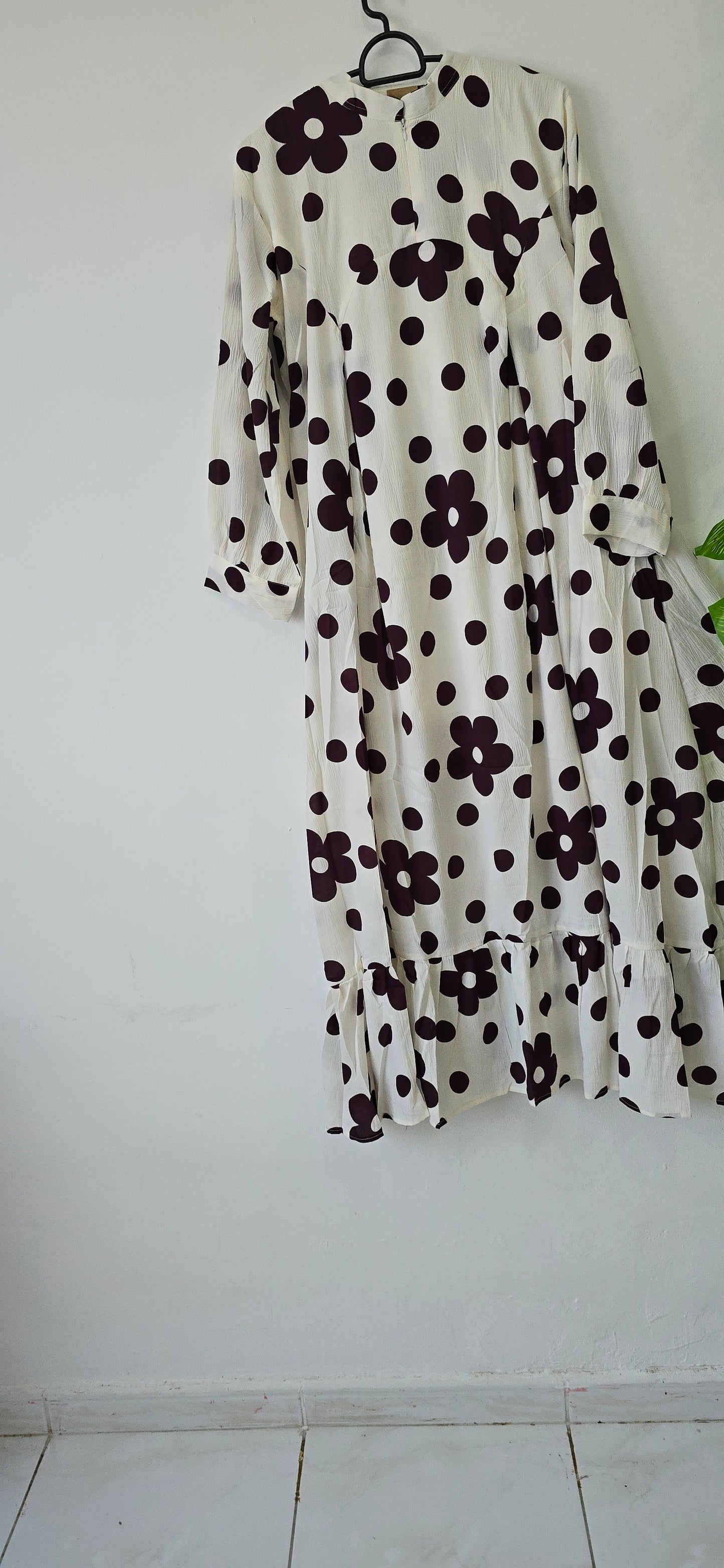 Long Gown with Moja Shawl|Full Sleeve|White and Grape Wine colour|Itemcode-COS022