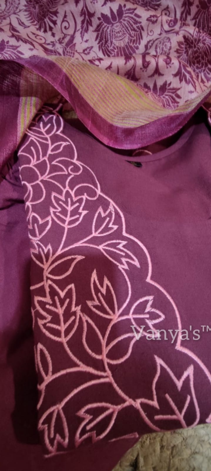 Dark purple color churidar set with 3/4 Sleeve | Cotton material | Itemcode-COS16