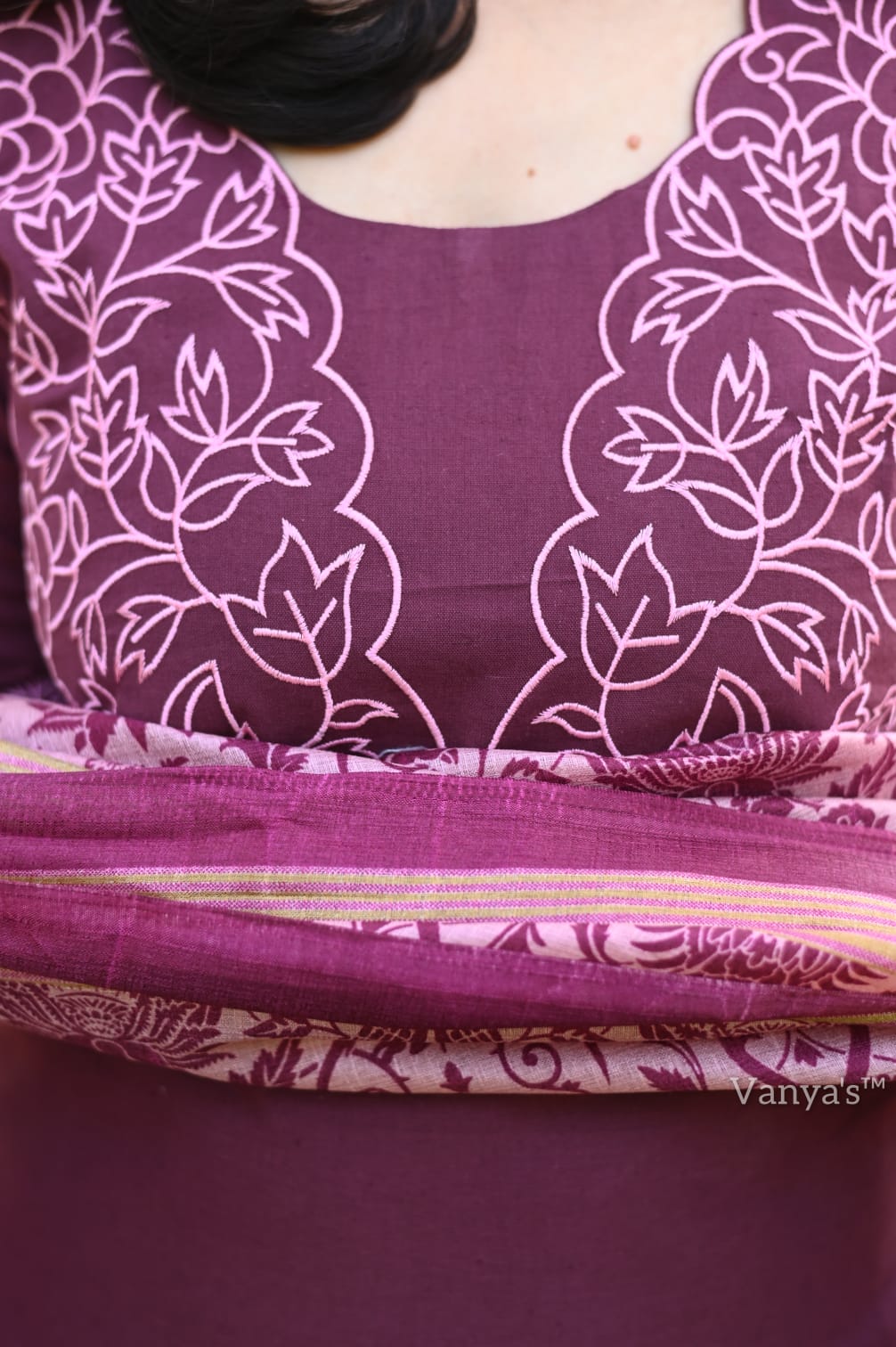 Dark purple color churidar set with 3/4 Sleeve | Cotton material | Itemcode-COS16